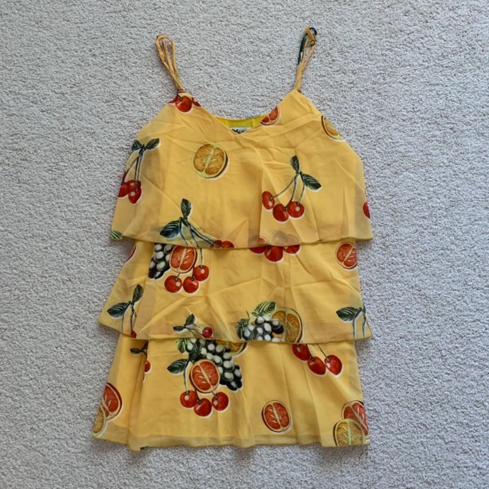 SMYM yellow fruit ruffled dress